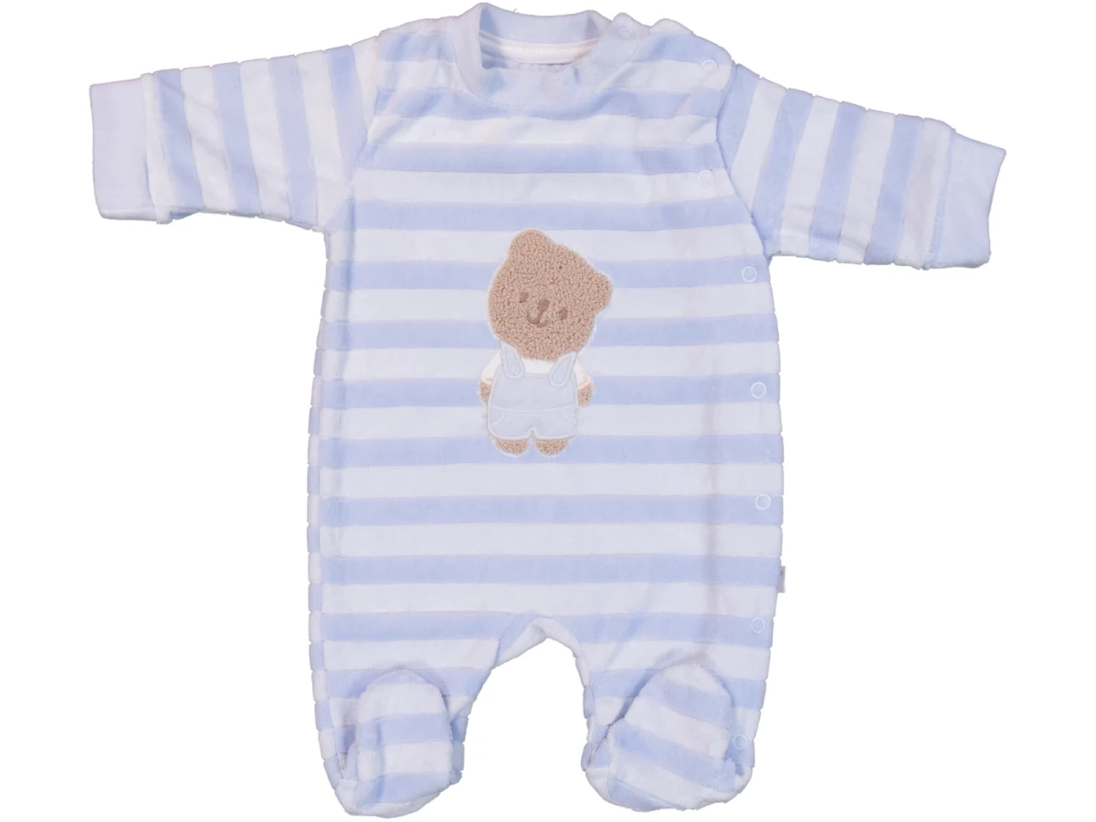 SÜZİNELİ AYI KAFA NAKIŞLI KADİFE BEBE TULUM 2126