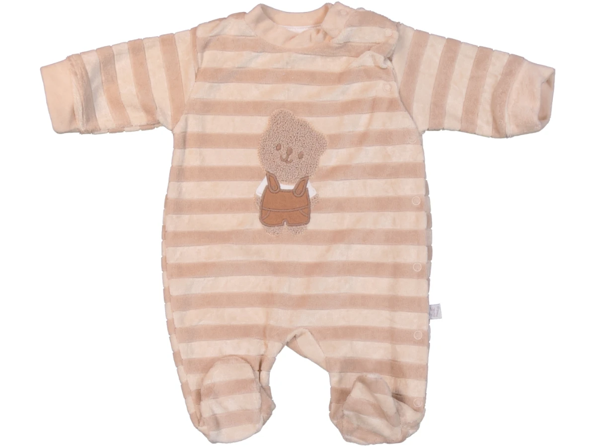SÜZİNELİ AYI KAFA NAKIŞLI KADİFE BEBE TULUM 2126