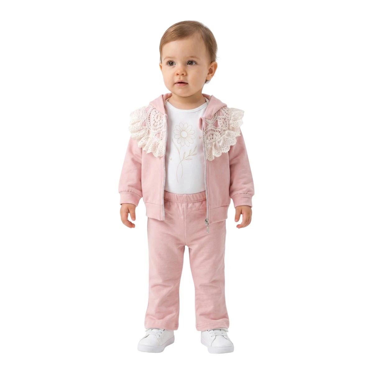 SÜZÜNE DANTELLİ 3 LÜ KIZ BEBE TAKIM 1800