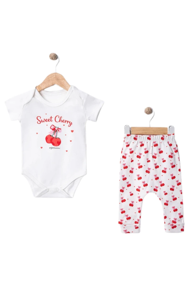 SWEET CHERRY KISA KOL KIZ BEBE BADİLİ TAKIM 40010