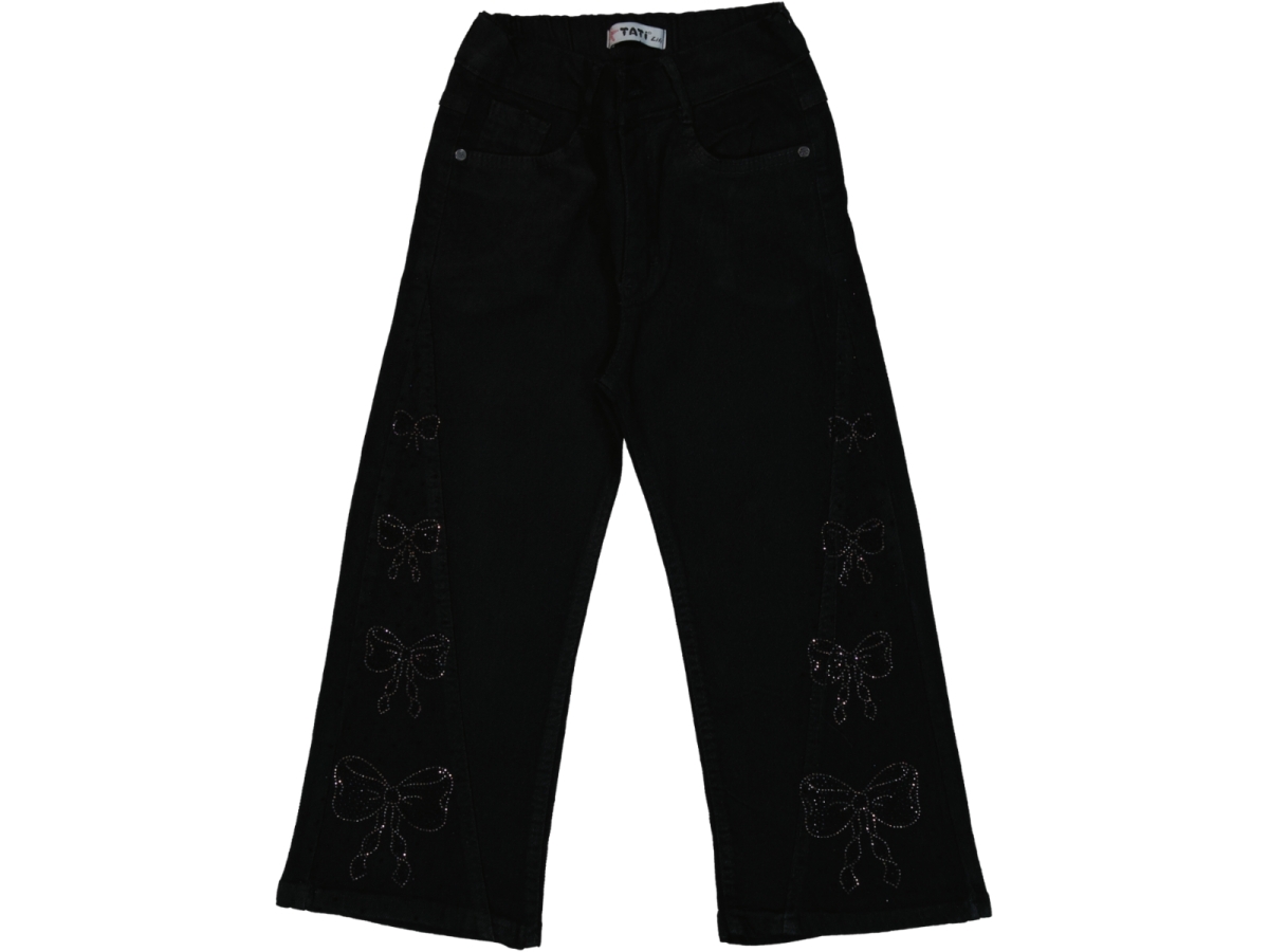 TAŞ FİYONK İŞLEMELİ KIZ ÇOCUK KOT PANTALON 1226