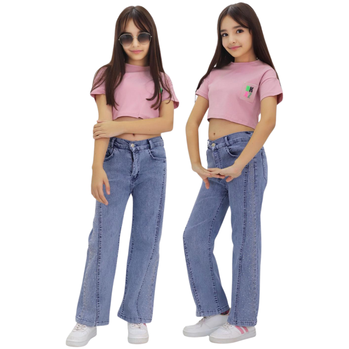 TAŞ İŞLEMELİ KIZ ÇOCUK KOT PANTALON 1230