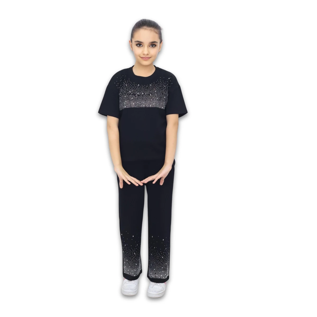 TAŞ İŞLEMELİ KIZ ÇOCUK TAYTLI TAKIM 80805