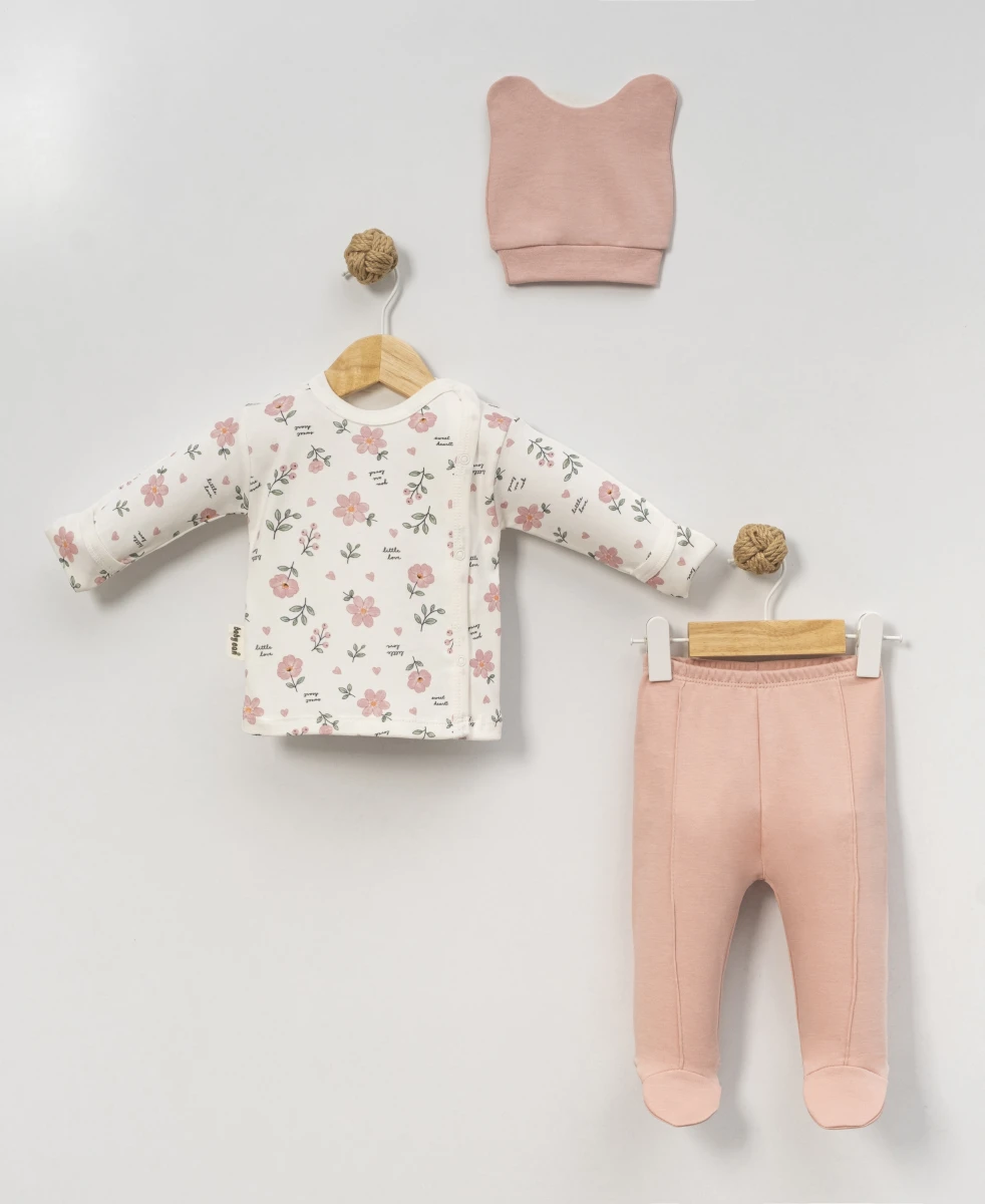 TATLI PAPATYA BASKILI 3 LÜ KIZ BEBE TAKIM 9460