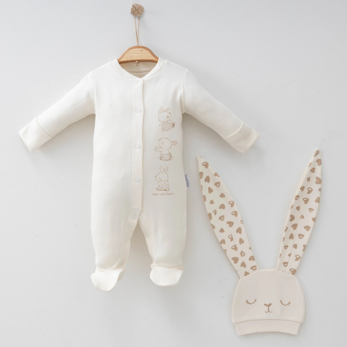 TAVŞAN KULAKLI PAMUKLU 2 Lİ BEBE TULUM 89