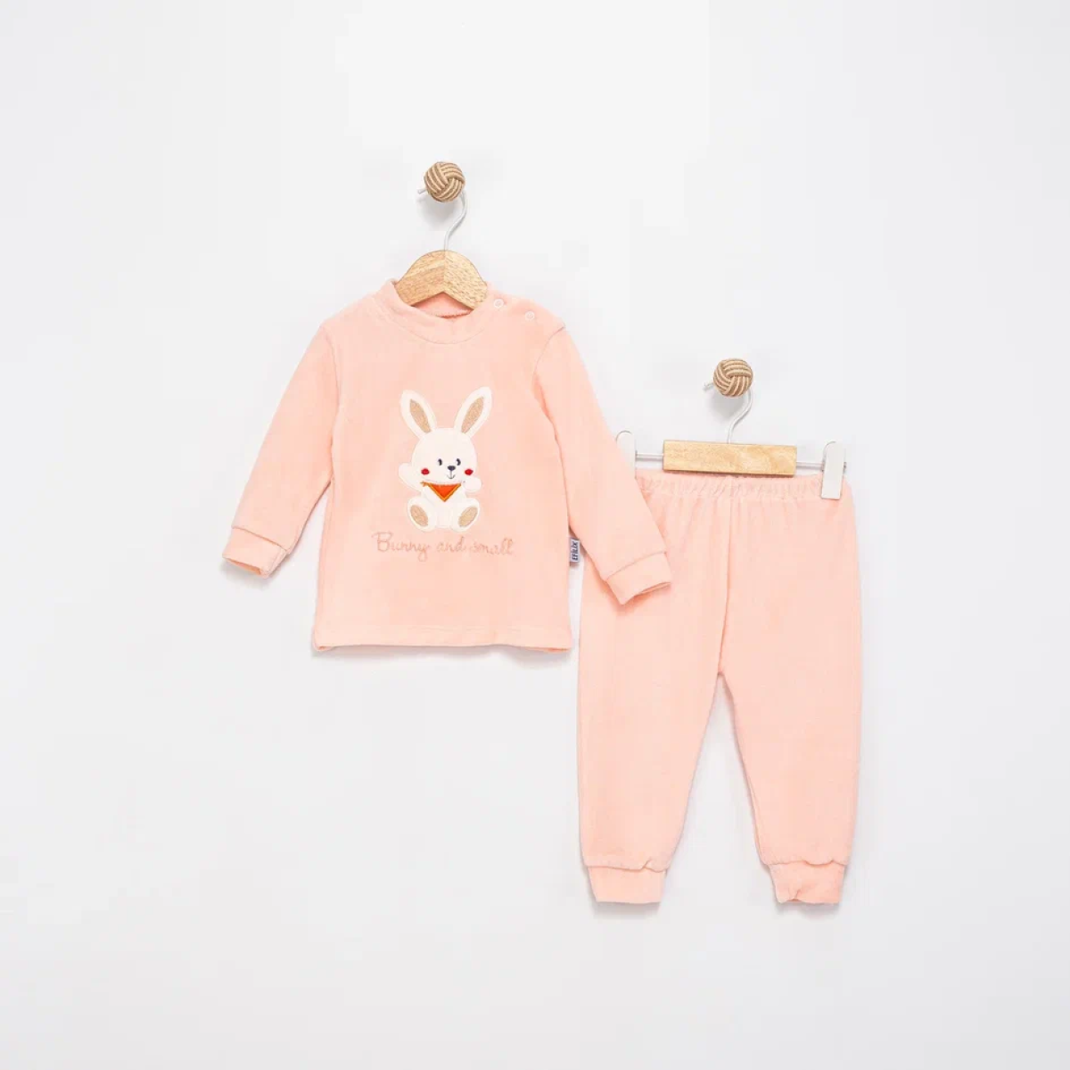 TAVŞAN NAKIŞLI KADİFE BEBE TAKIM 1355