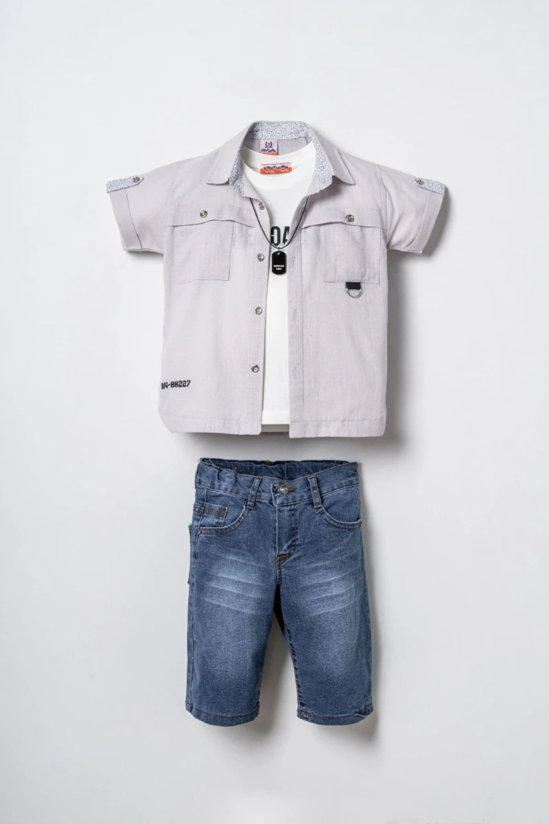 THE GOAL BASKILI GÖMLEKLİ ERKEK ÇOCUK 3 LÜ TAKIM 5864