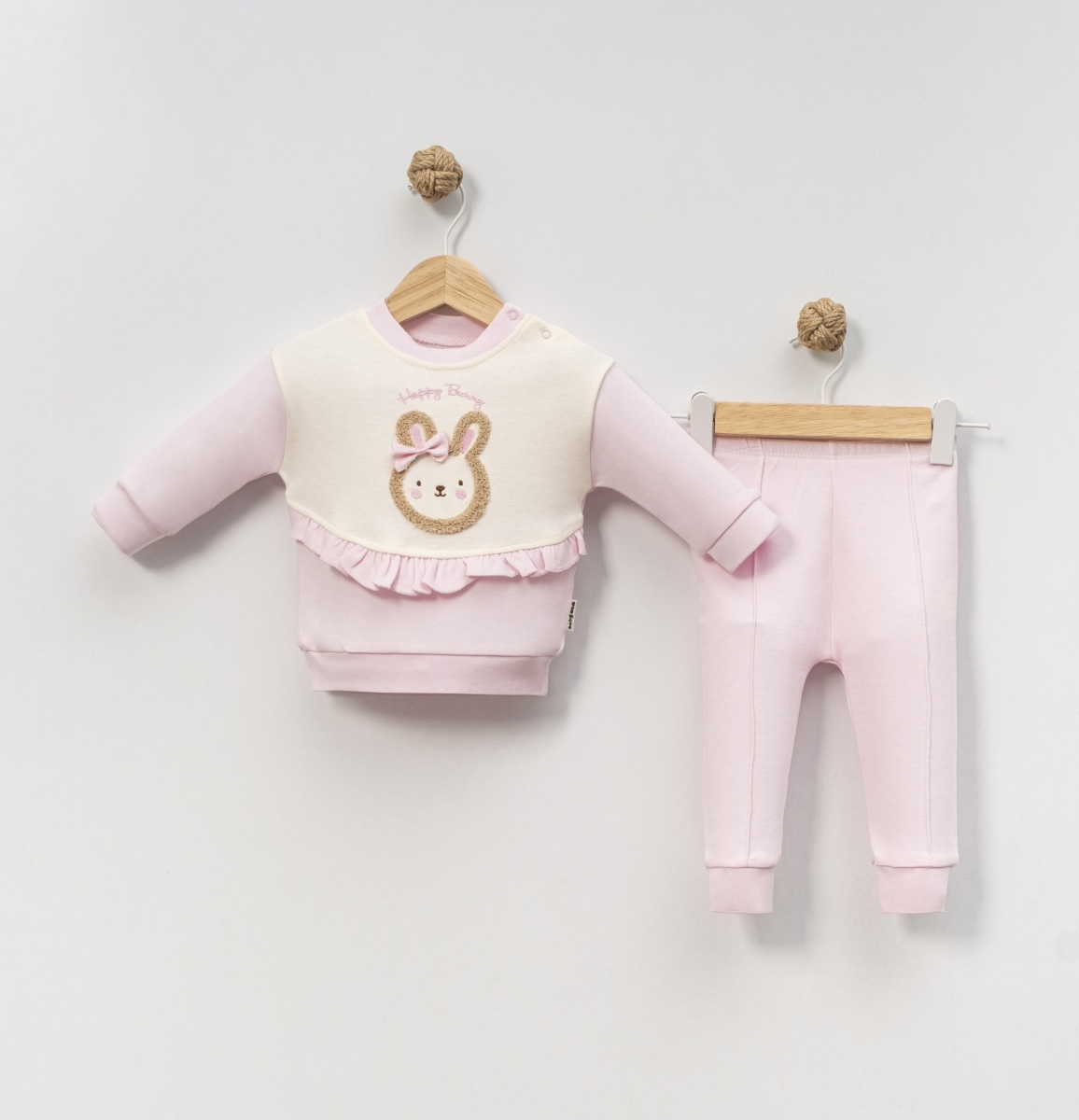 TOKALI TAVŞAN NAKIŞLI ASKIDA 2 Lİ BEBE TAKIM 2132