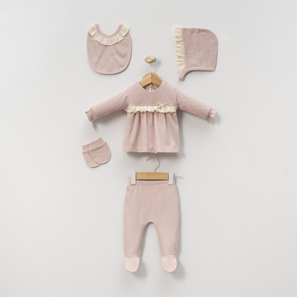 TRİKO GARNİLİ KIZ 5 Lİ BEBE ZIBIN SET 2093