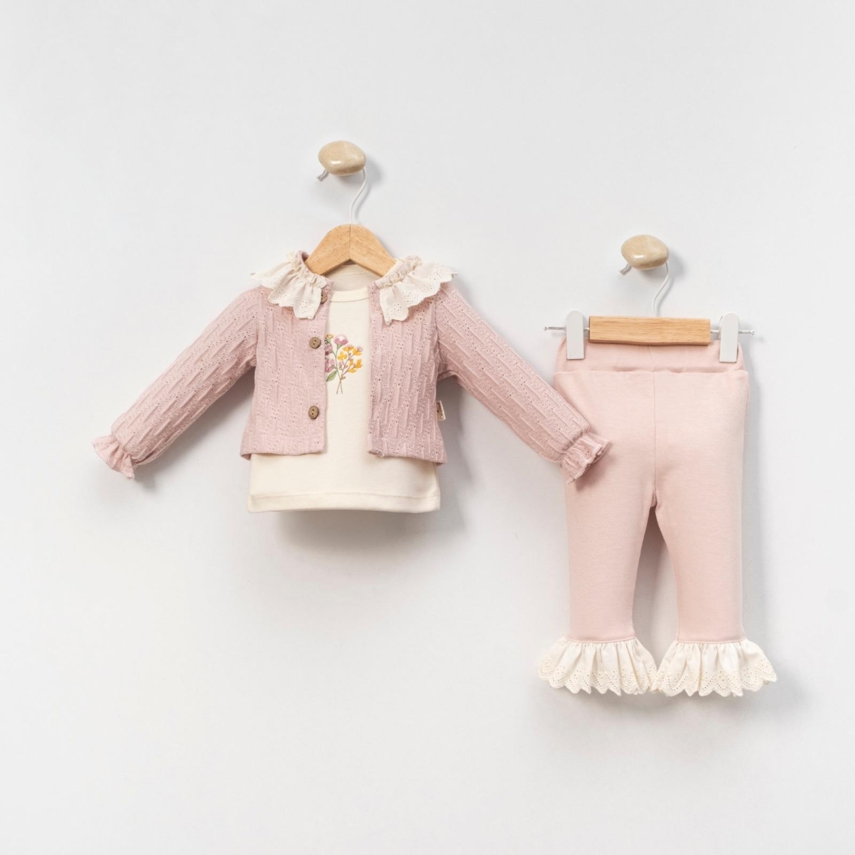 TRİKO GARNİLİ KIZ BEBE 3 LÜ TAKIM 4056
