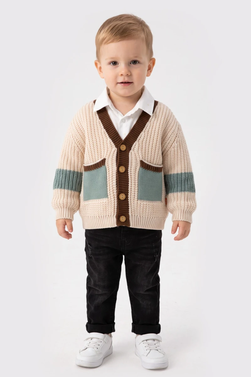 TRİKO HIRKALI 3 LÜ ERKEK BEBE TAKIM 16301