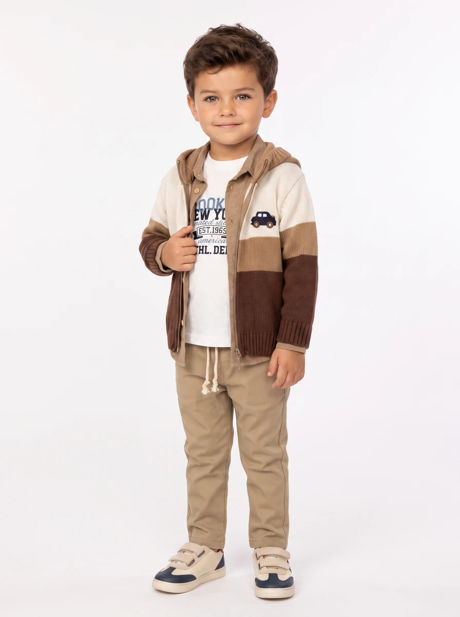 TRİKO HIRKALI 4 LÜ ERKEK BEBE TAKIM 3014