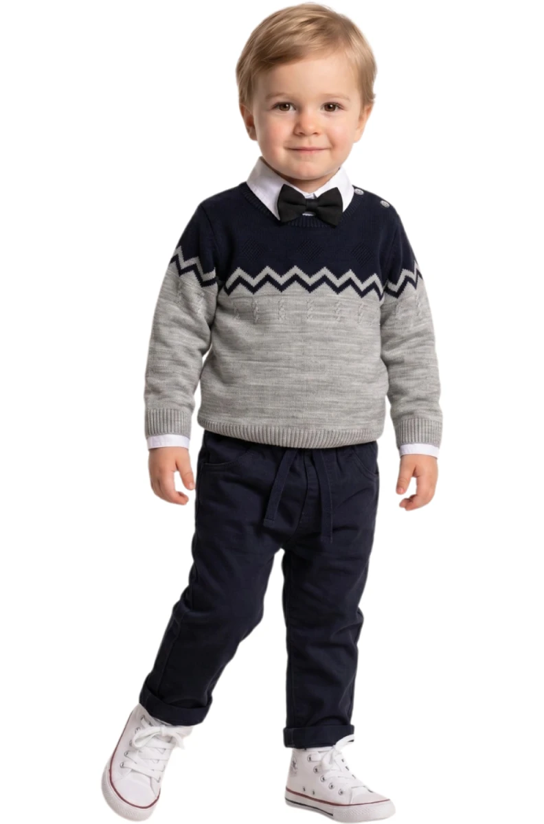 TRİKO KAZAKLI 3 LÜ ERKEK BEBE TAKIM 7491