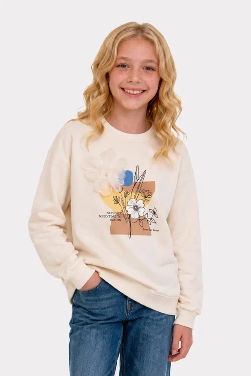 TÜL ÇİÇEKLİ 2 İP KIZ ÇOCUK SWEAT R26842