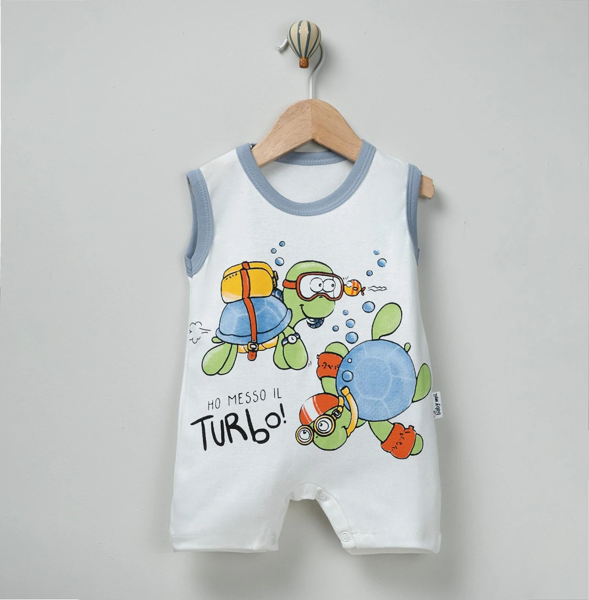TURBO KAPLUMBAĞA BASKILI YAZLIK ERKEK BEBE TULUM 0451