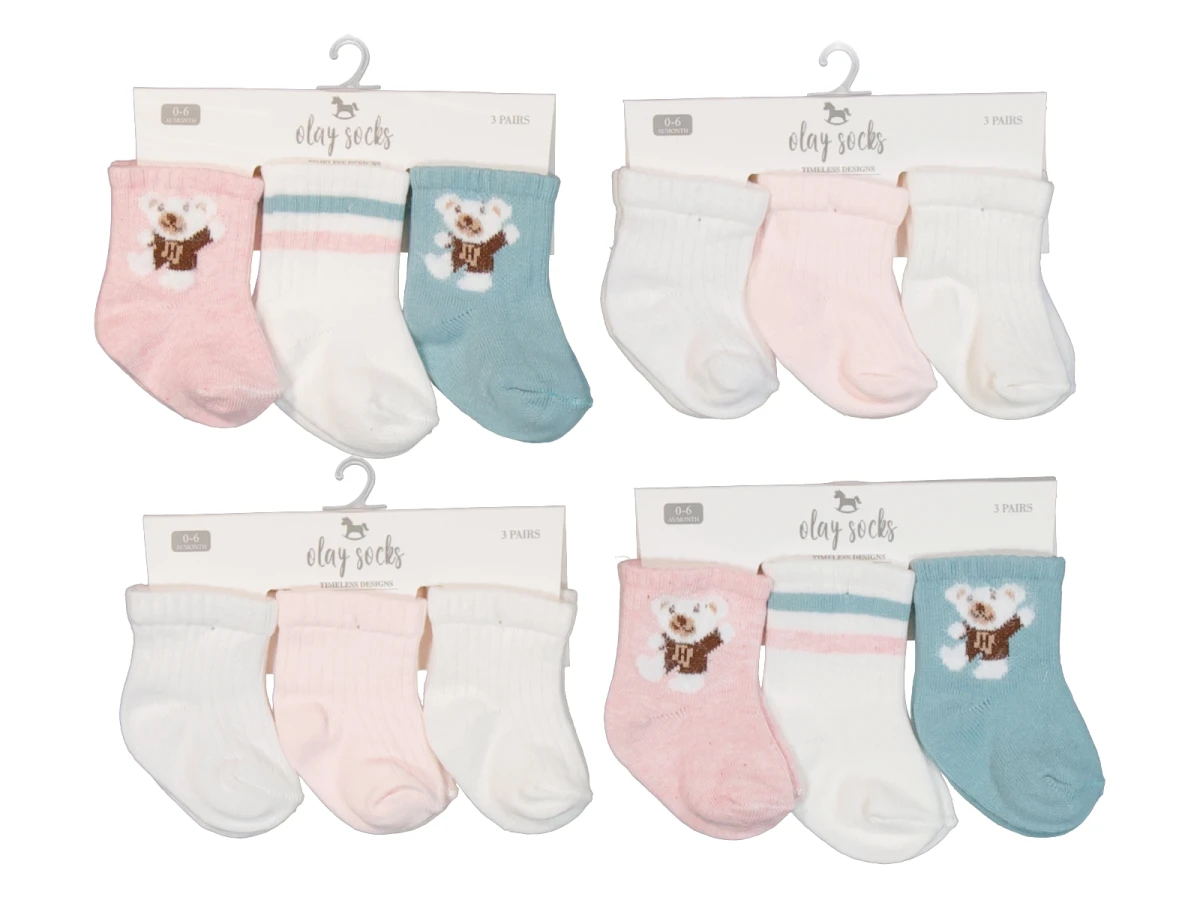 ÜÇLÜ KIZ BEBE SOKET ÇORAP (12*3LÜ) 0054