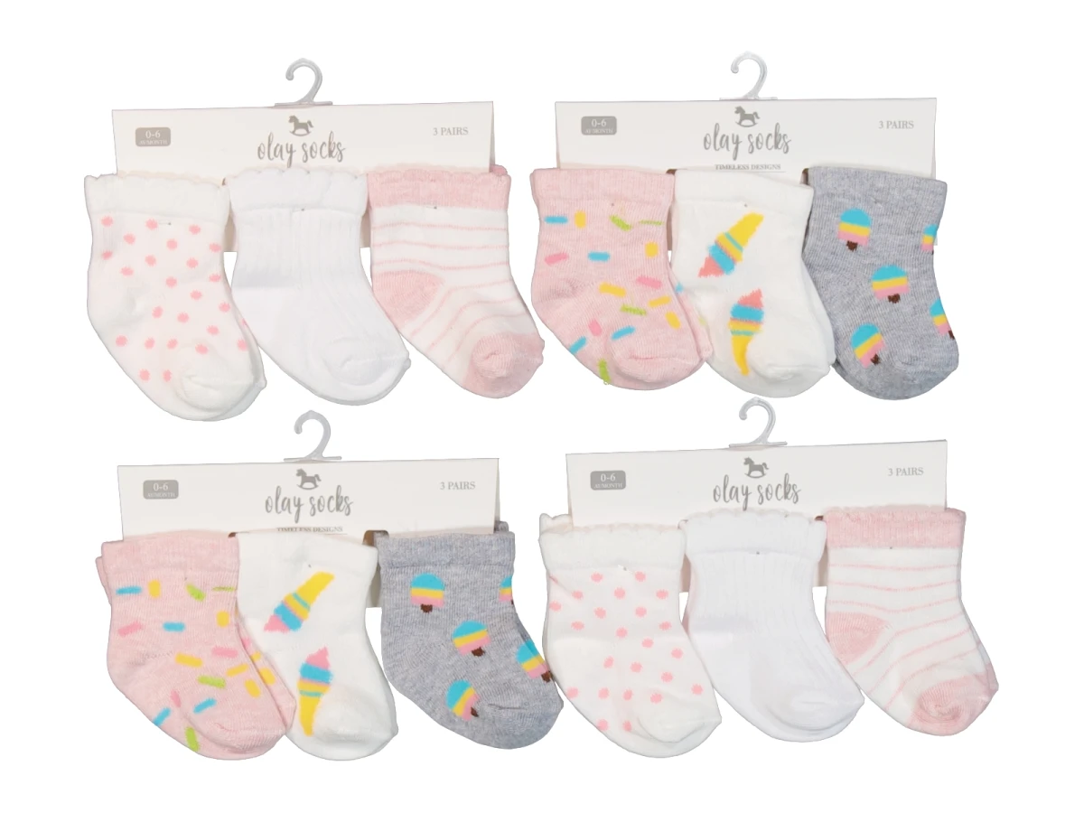 ÜÇLÜ KIZ BEBE SOKET ÇORAP (12*3LÜ) 0058