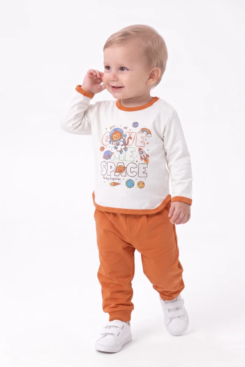 UZAY BASKILI 2 İP PAMUKLU BEBE TAKIM 4064