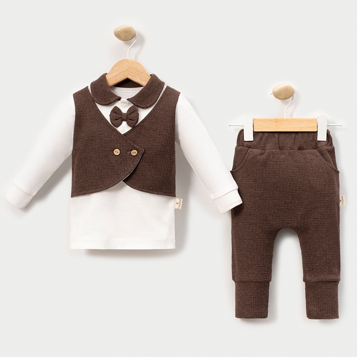WAFFLE PAPYON DETAYLI 2 Lİ ERKEK BEBE TAKIM 4047