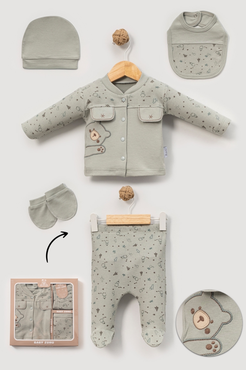 WAFLLE PANDA NAKIŞLI 5 Lİ BEBE ZIBIN SET 2086