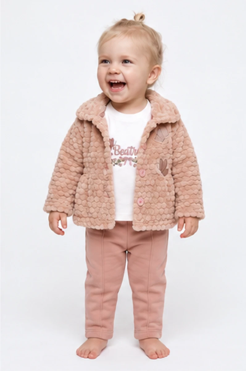 WELSOFT CEKETLİ 3 LÜ KIZ BEBE TAKIM 8540