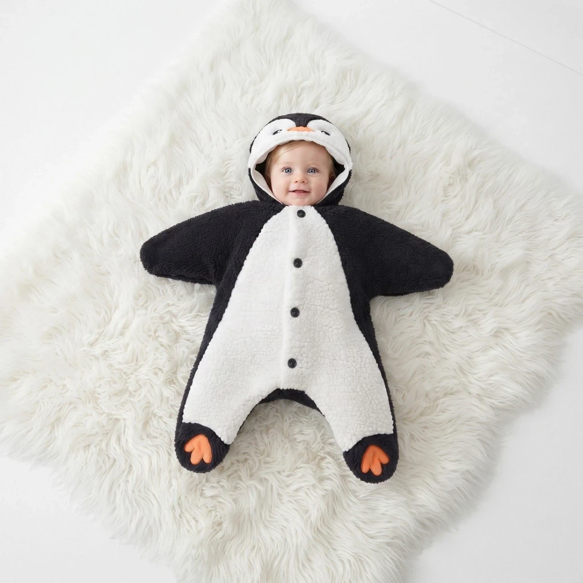 WELSOFT PENGUENLİ UNISEX BEBE TULUM 1194