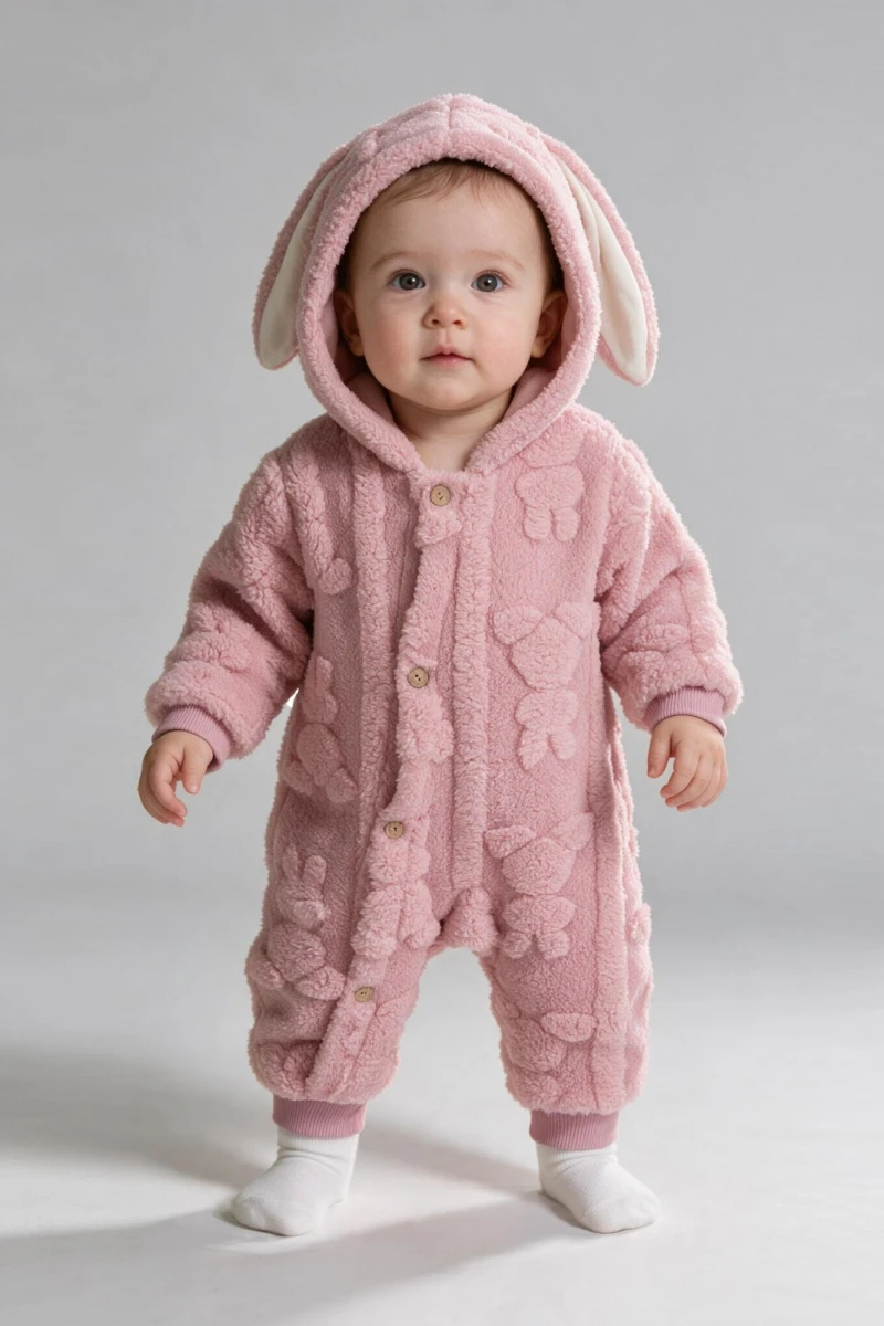 WELSOFT TAVŞAN DESENLİ KIZ BEBE TULUM 7266