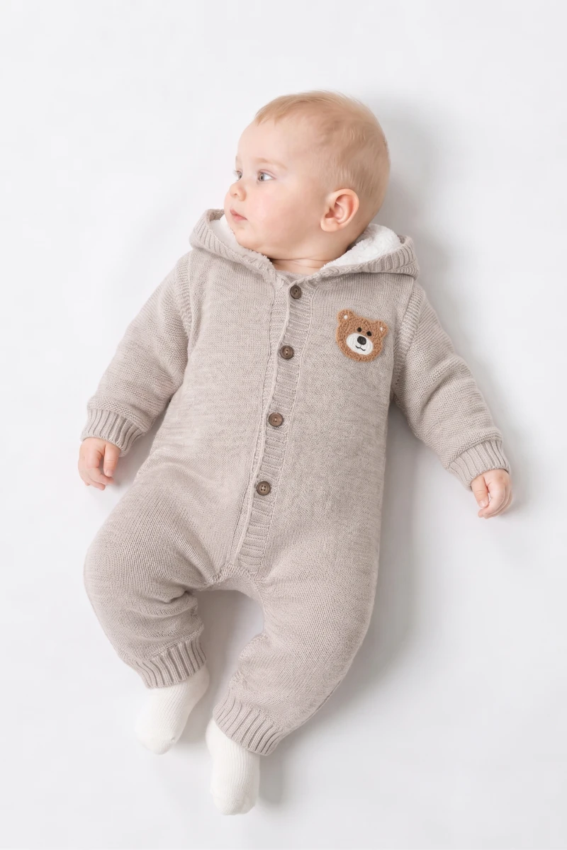 WELSOFTLU TRİKO AYICIKLI BEBE TULUM 1021