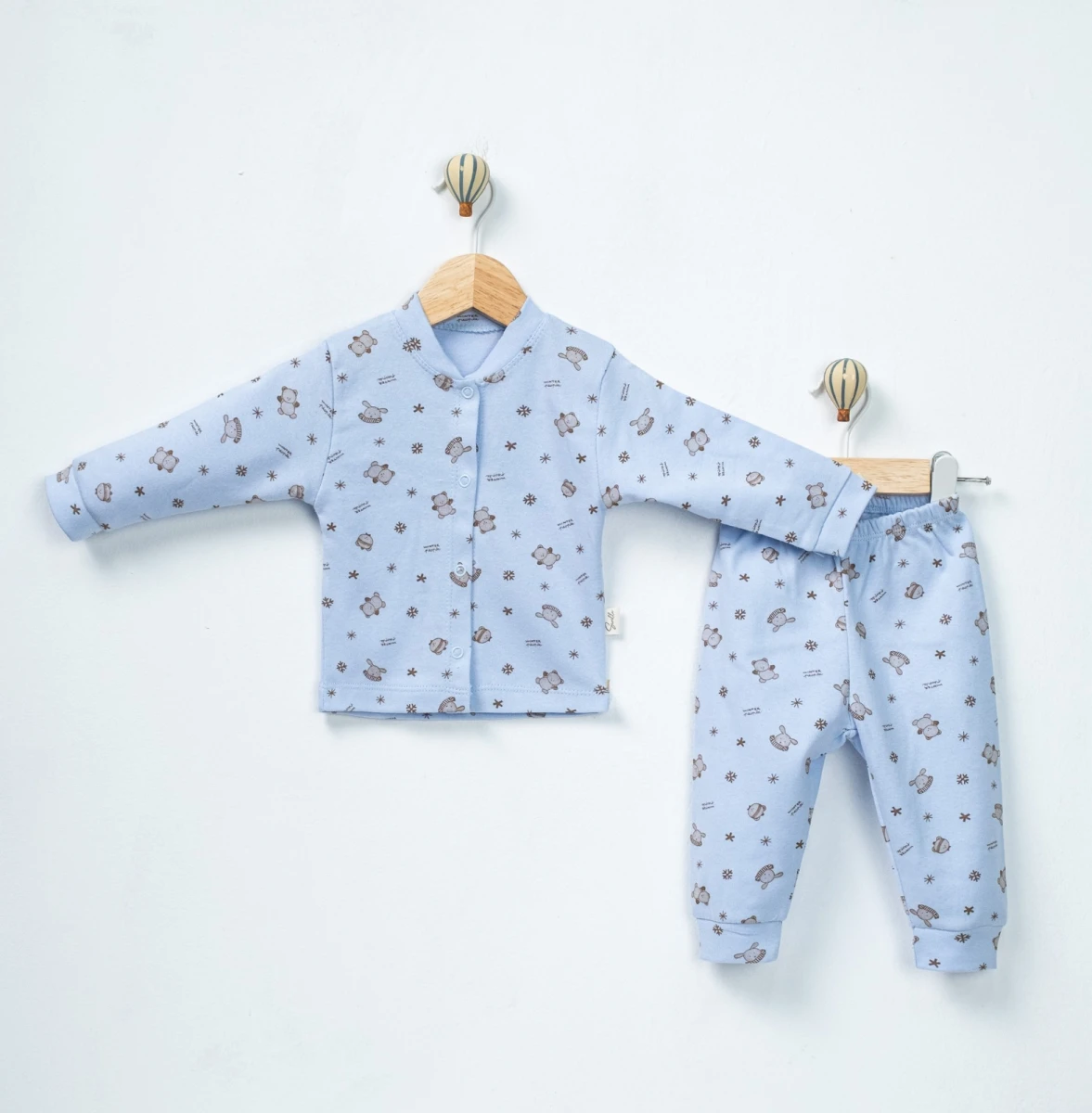 WINTER AYICIK BASKILI ÖNDEN ÇITÇITLI BEBE PİJAMA TAKIM 3135