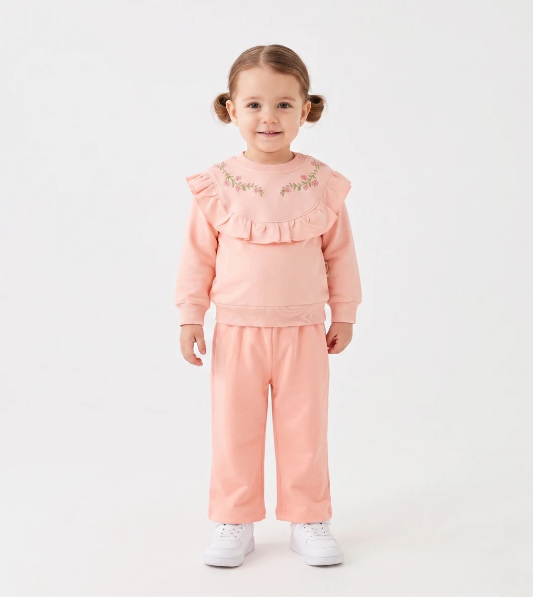 YAKA ÇİÇEK BASKILI KIZ BEBE İKİLİ TAKIM 3363