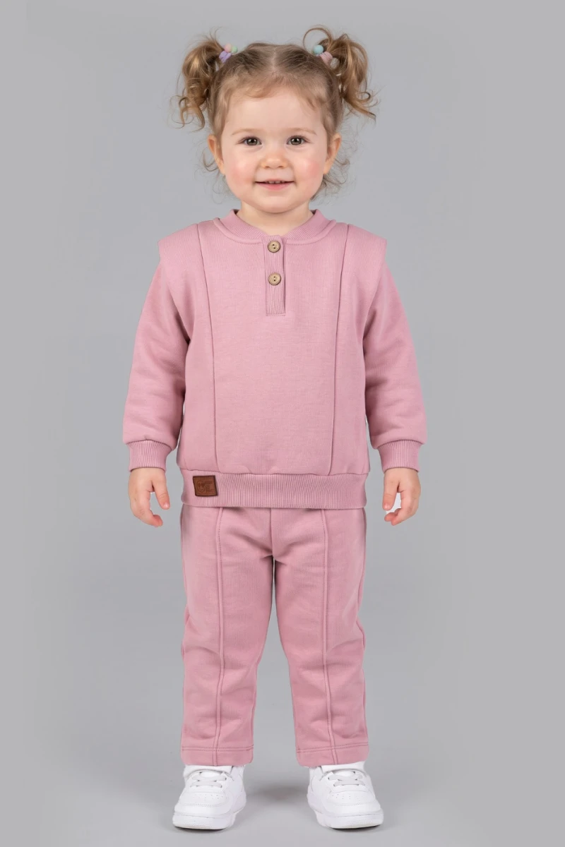 YAKA DÜĞMELİ 3 İP KIZ BEBE TAKIM 2641