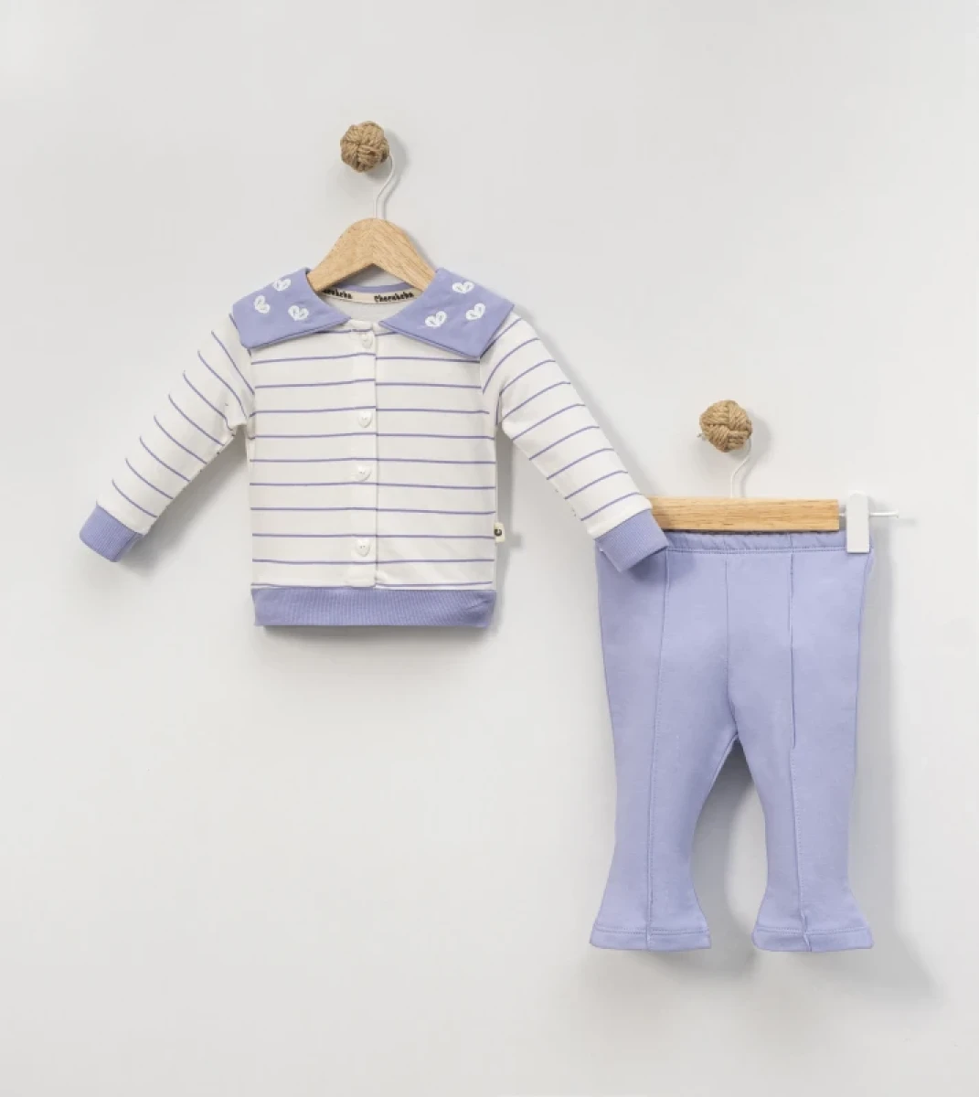 YAKA NAKIŞLI PENYE 2 Lİ BEBE KIZ TAKIM 3089