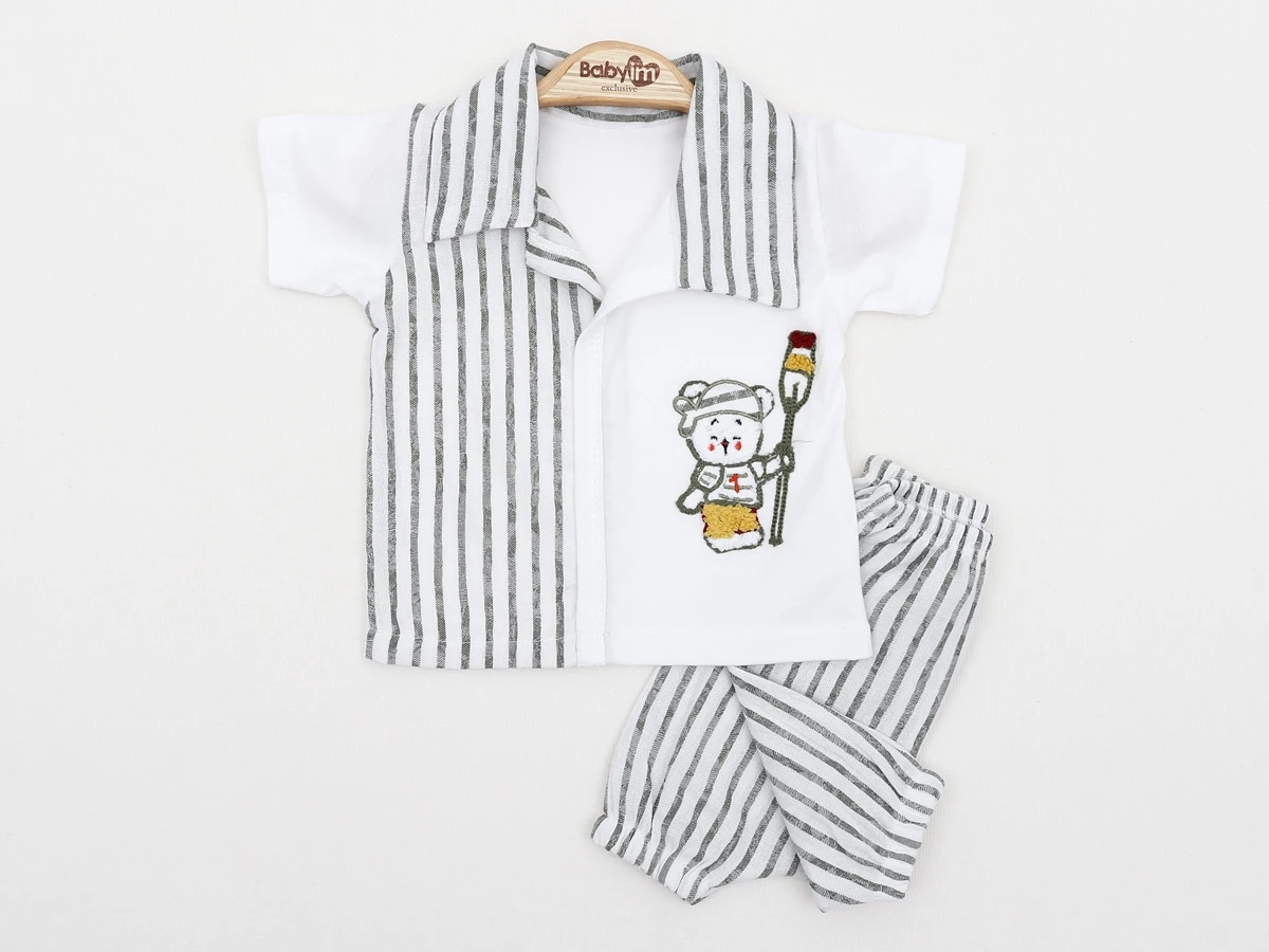 YAKALI ÇOCUK NAKIŞLI ERKEK BEBE 2,Lİ SWEAT TAKIM 4052