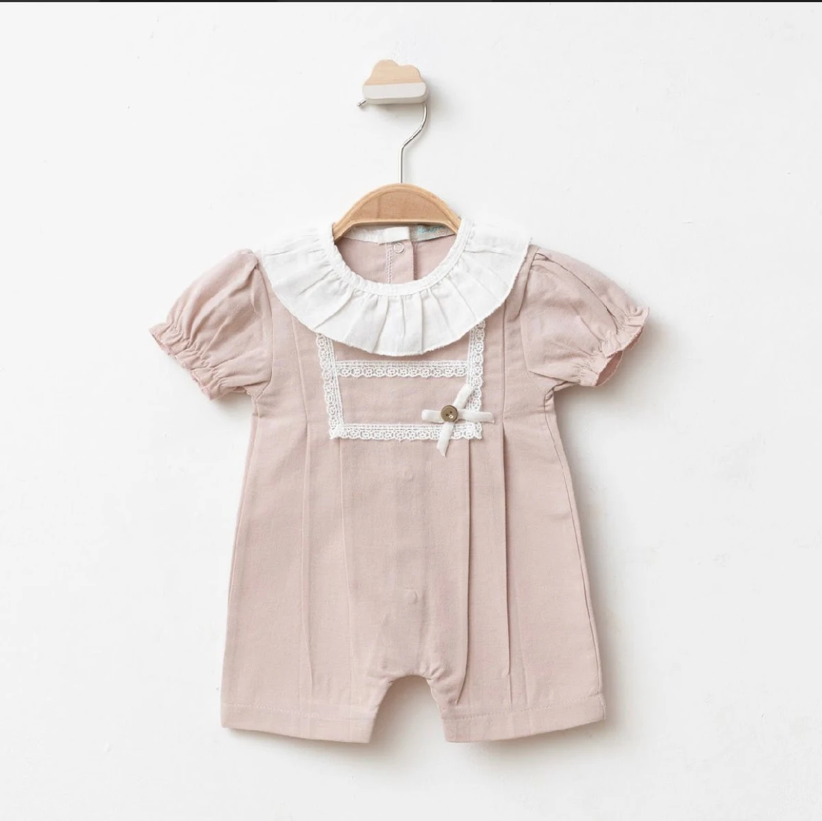 YAKASI FIRFIRLI ŞERİTLİ KIZ BEBE TULUM 7839