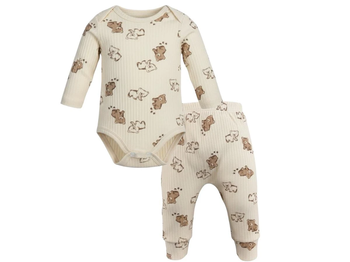 YAVRU AYICIK BASKILI BADİLİ 2 Lİ ERKEK BEBE TAKIM 50116