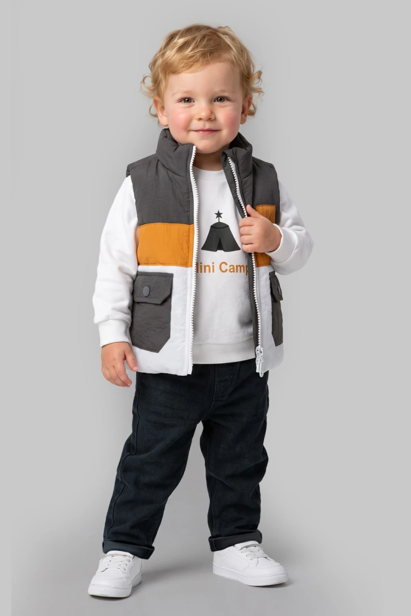 YELEKLİ 3 LÜ ERKEK BEBE TAKIM 16170