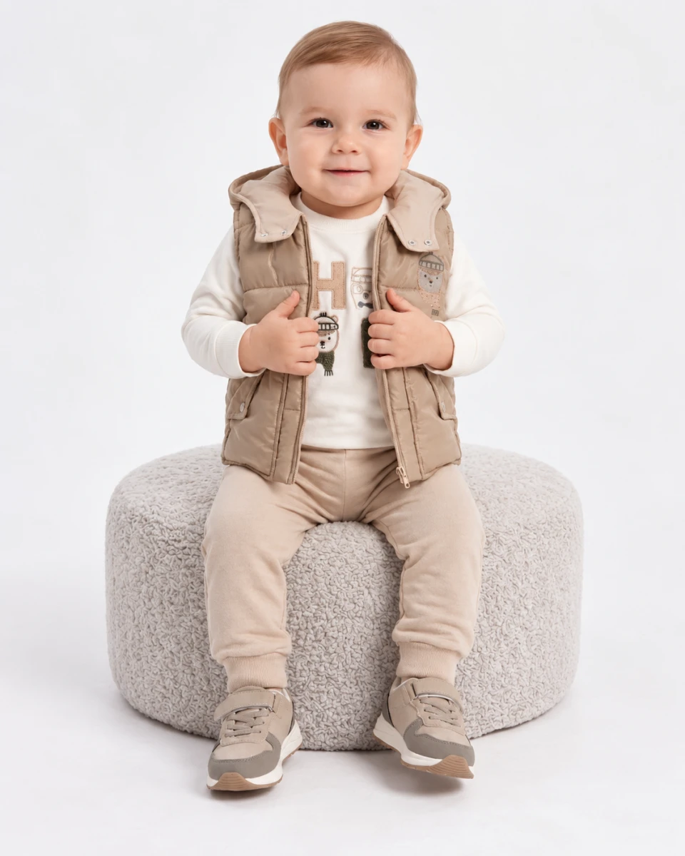 YELEKLİ 3 LÜ ERKEK BEBE TAKIM 5277