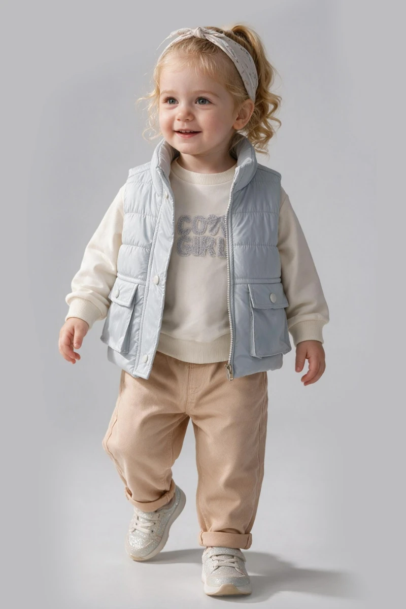 YELEKLİ 3 LÜ KIZ BEBE TAKIM 16183