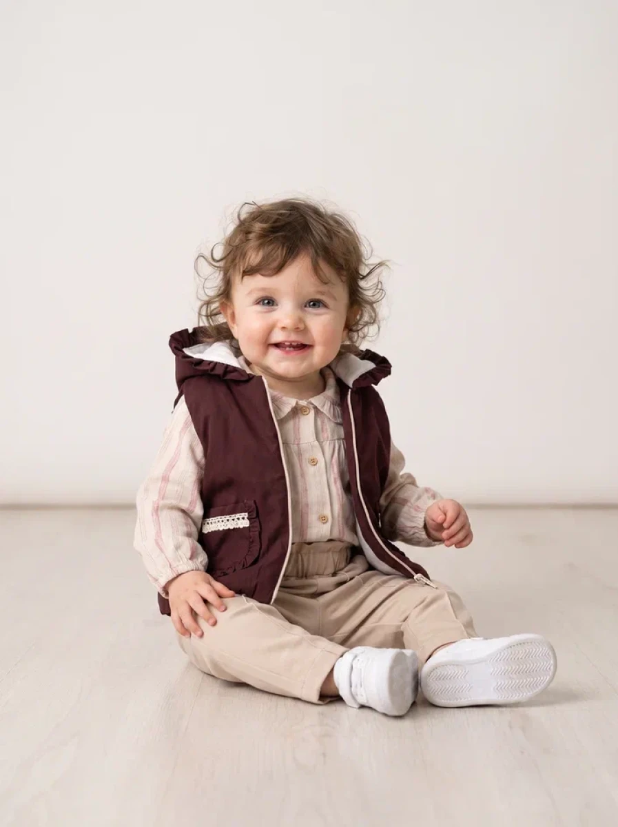 YELEKLİ 3 LÜ KIZ BEBE TAKIM 5275