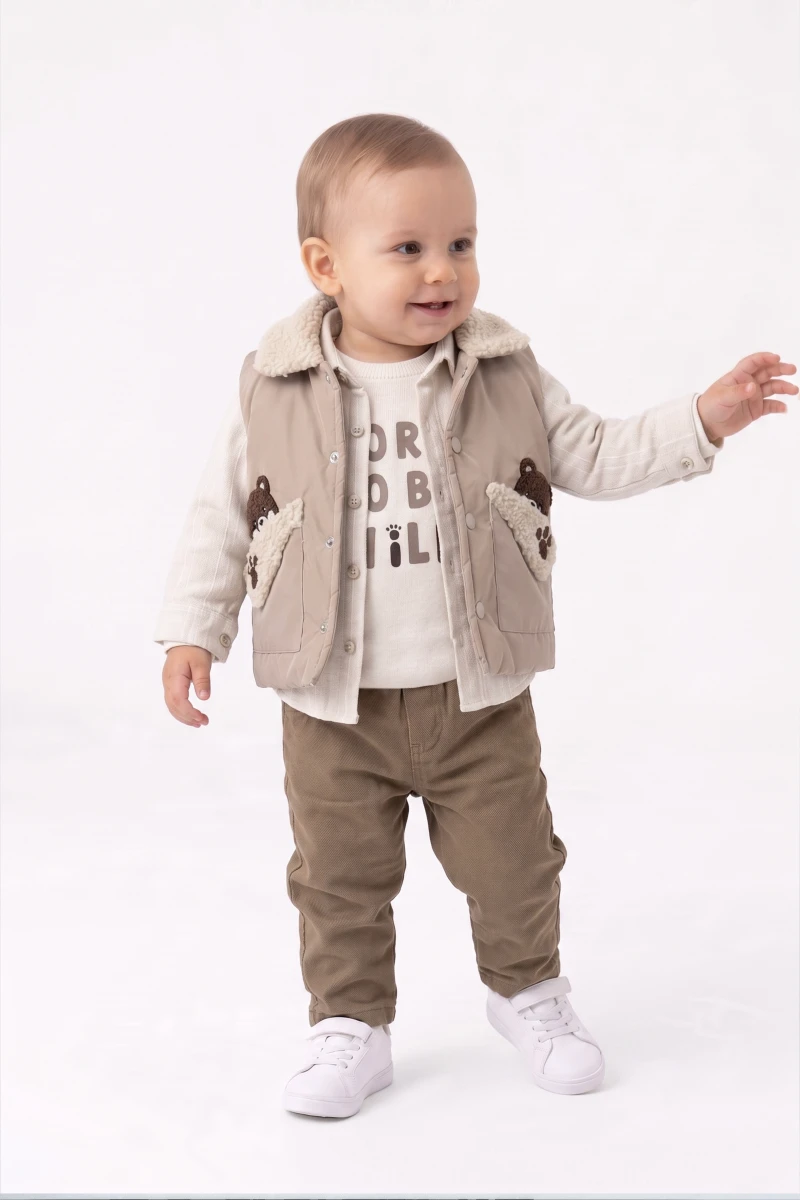 YELEKLİ 4 LÜ ERKEK BEBE TAKIM 3914