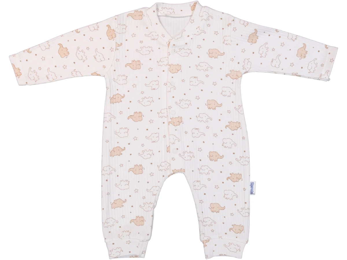 YILDIZLI FİL BASKILI PENYE BEBE MANŞETLİ TULUM 100210