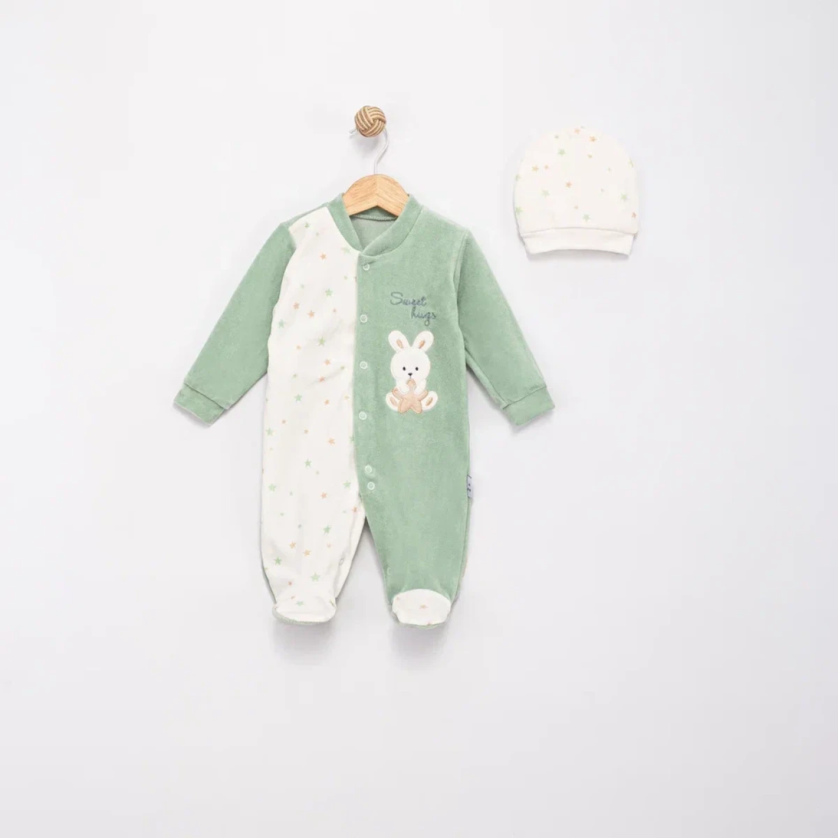 YILDIZLI KADİFE BEBE TULUM 1515