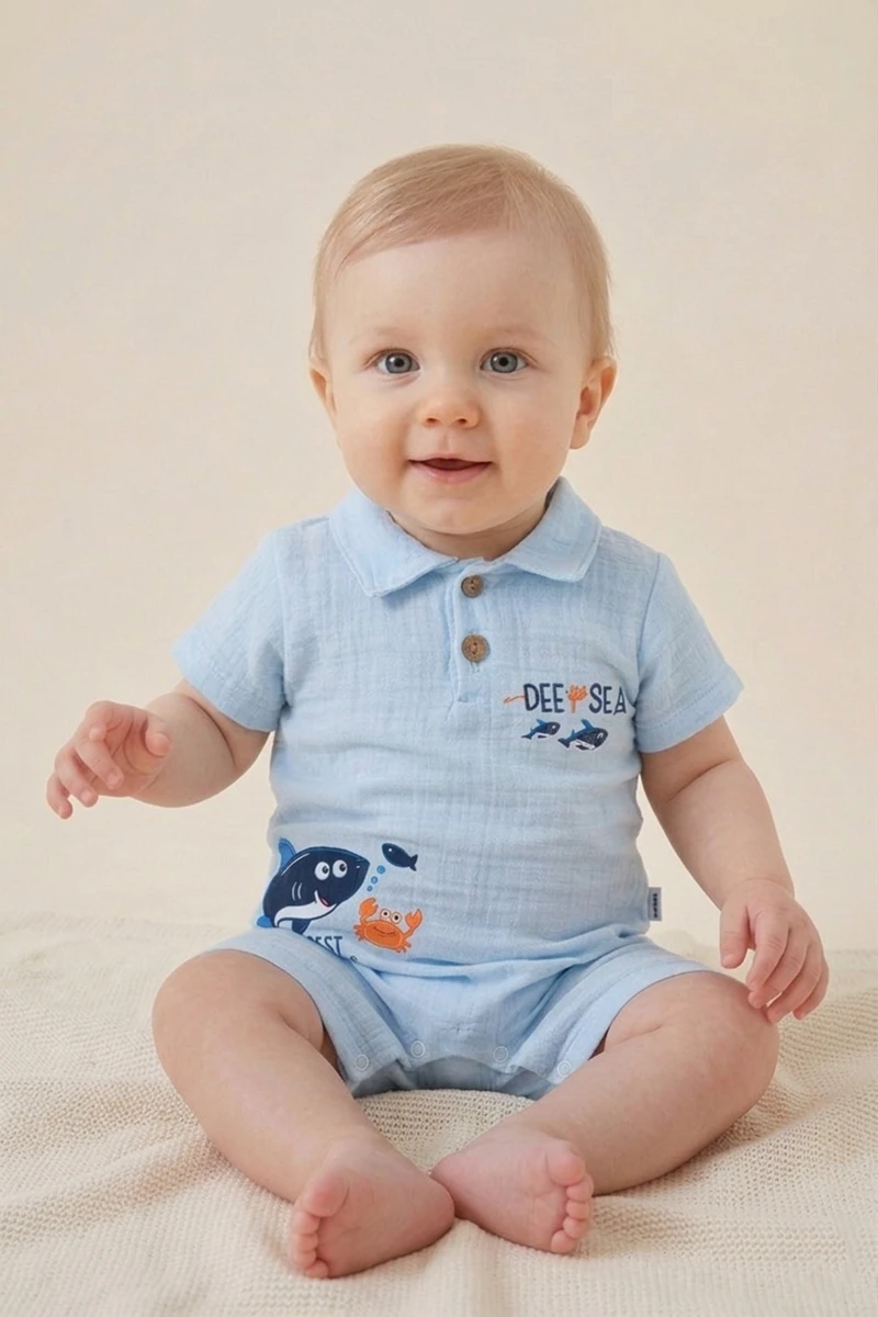 YUNUS BASKILI MÜSLİN ERKEK BEBE TULUM 1122