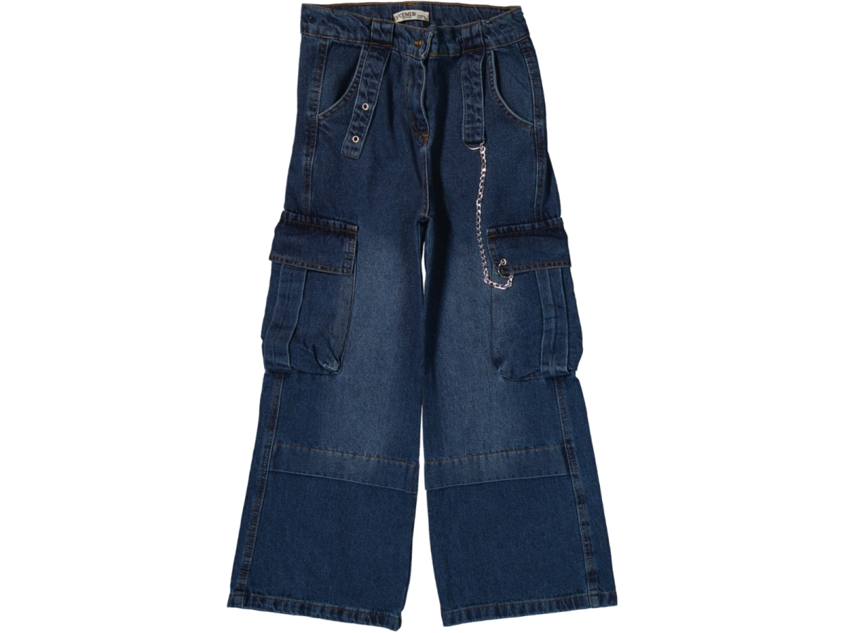 ZİNCİRLİ KARGO CEPLİ KOT PANTALON 