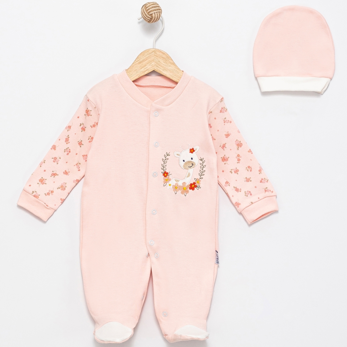 ZÜRAFA NAKIŞLI KOL BASKILI PENYE BEBE TULUM 1367