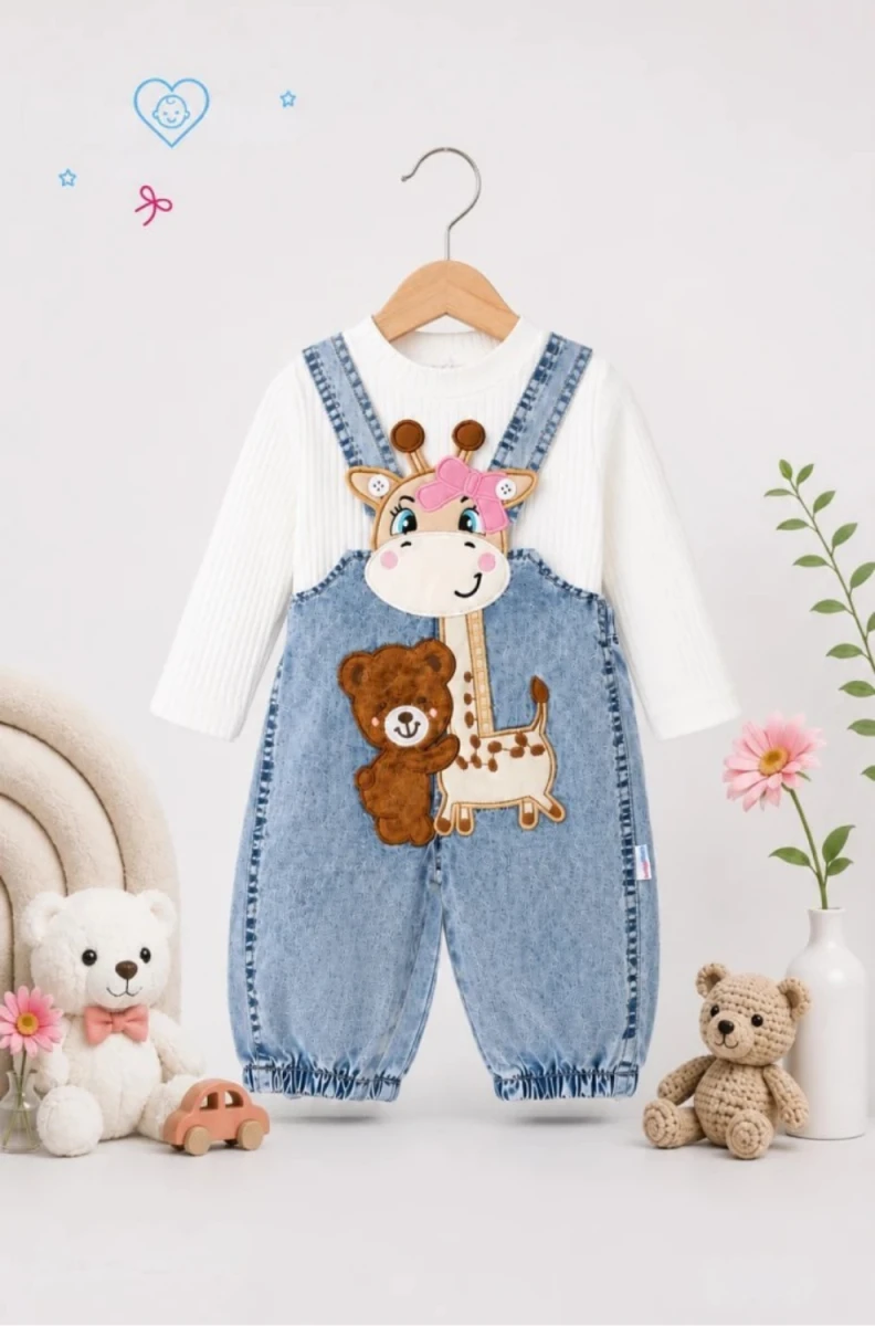 ZÜRAFALI 2 Lİ DENİM BEBE SLOPET 1095