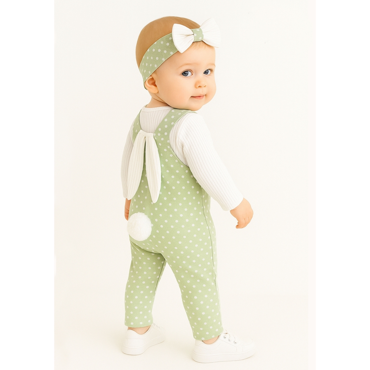 TAVŞAN NAKIŞLI PONPON DETAYLI BEBE SLOPET 8024