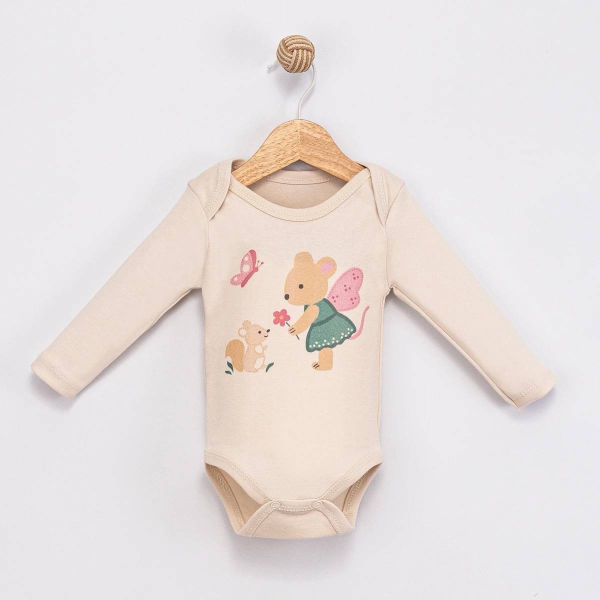 TAVŞAN NAKIŞLI PAMUKLU 3 LÜ KIZ BEBE TAKIM 6145