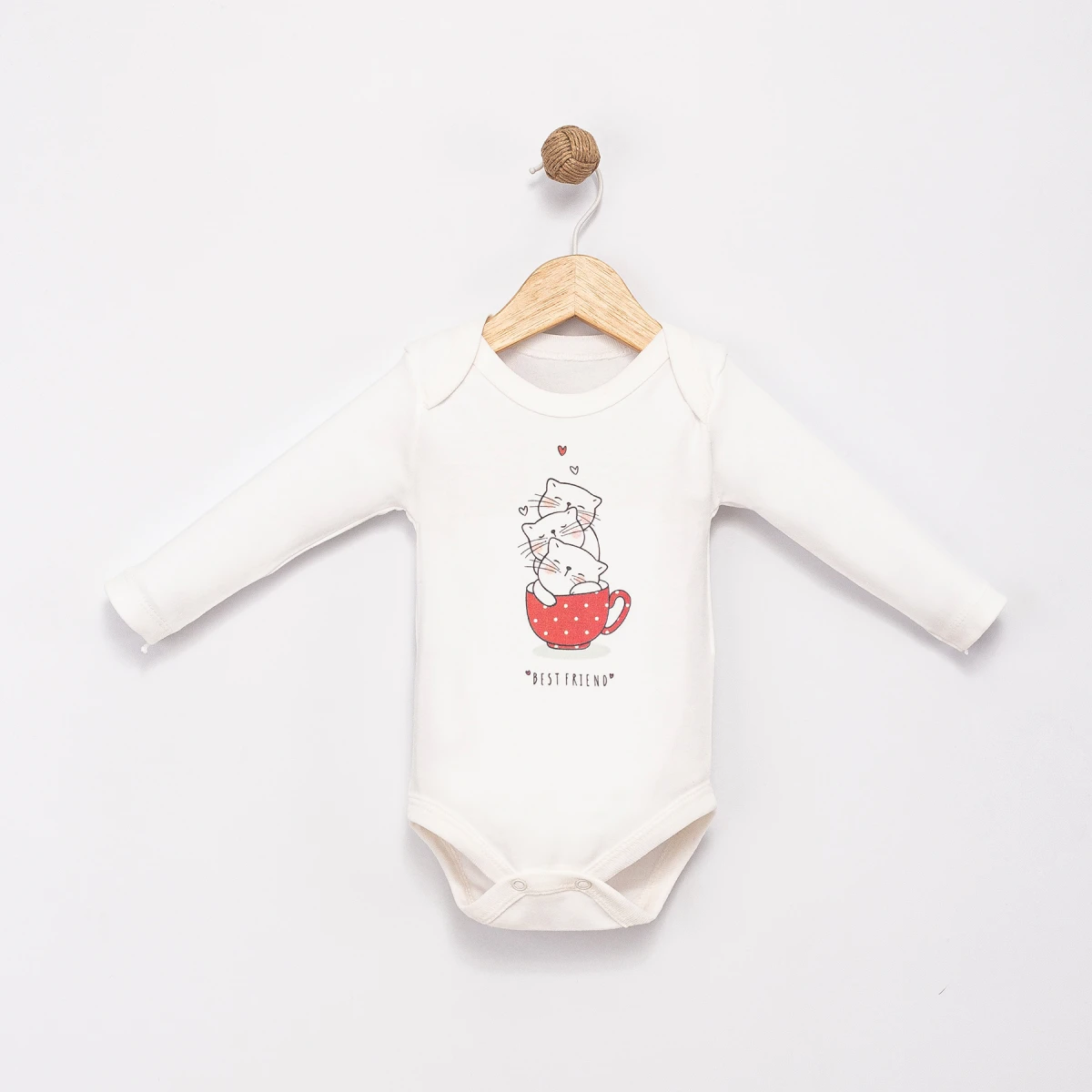 KEDİ NAKIŞLI PUANTİYE DESENLİ 3 LÜ BEBE TAKIM 6097