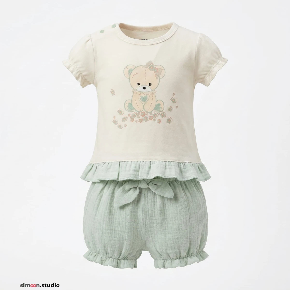 AYICIKLI LALE DESENLİ KIZ BEBE 2 Lİ YAZLIK TAKIM 2631
